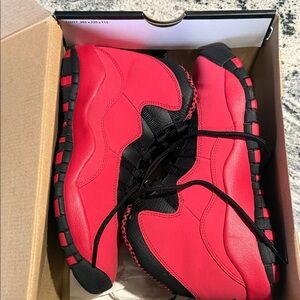 Jordan 10 Retro “Fusion Red” GS Red and Black Athletic Sneakers
